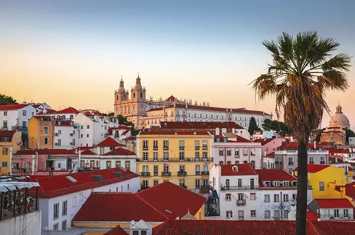 Vies of the 16th century St. Vincent monastery from the Portas do Sol viewpoint in Lisbon