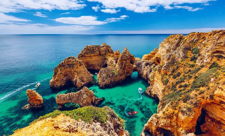 The iconic Ponta da Piedade rock formation in Lagos, Algarve