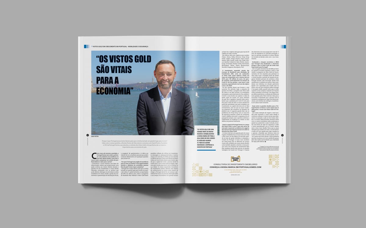 "Golden Visas are vital for the economy", Interview to David Poston