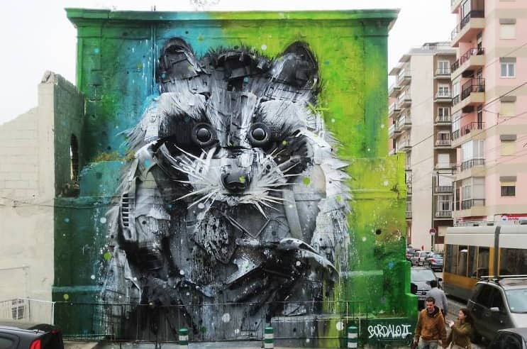 Raccoon graffiti in Lisbon.