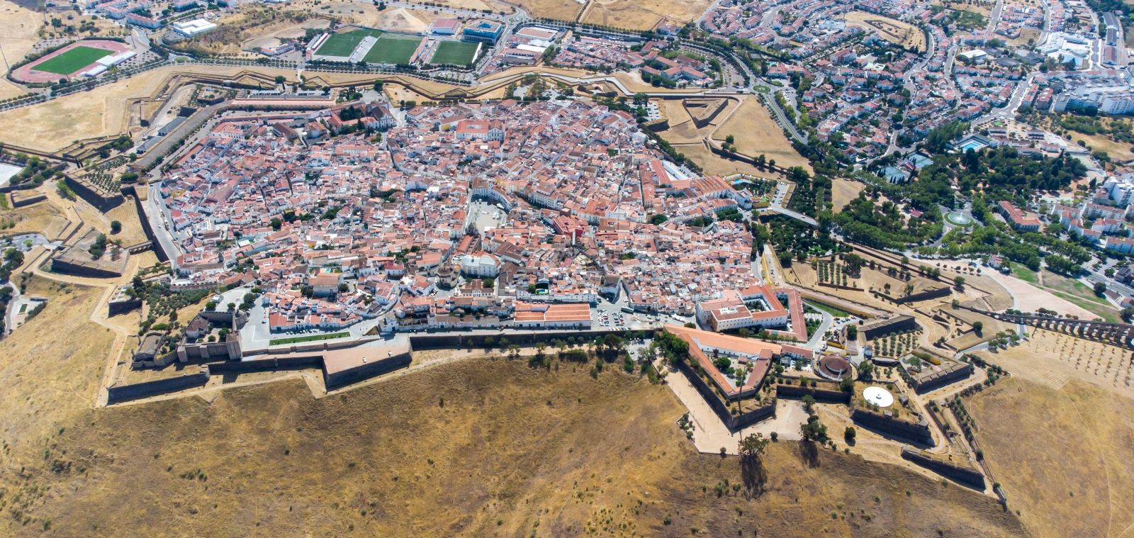 Aerial view of fortifications in Elvas.