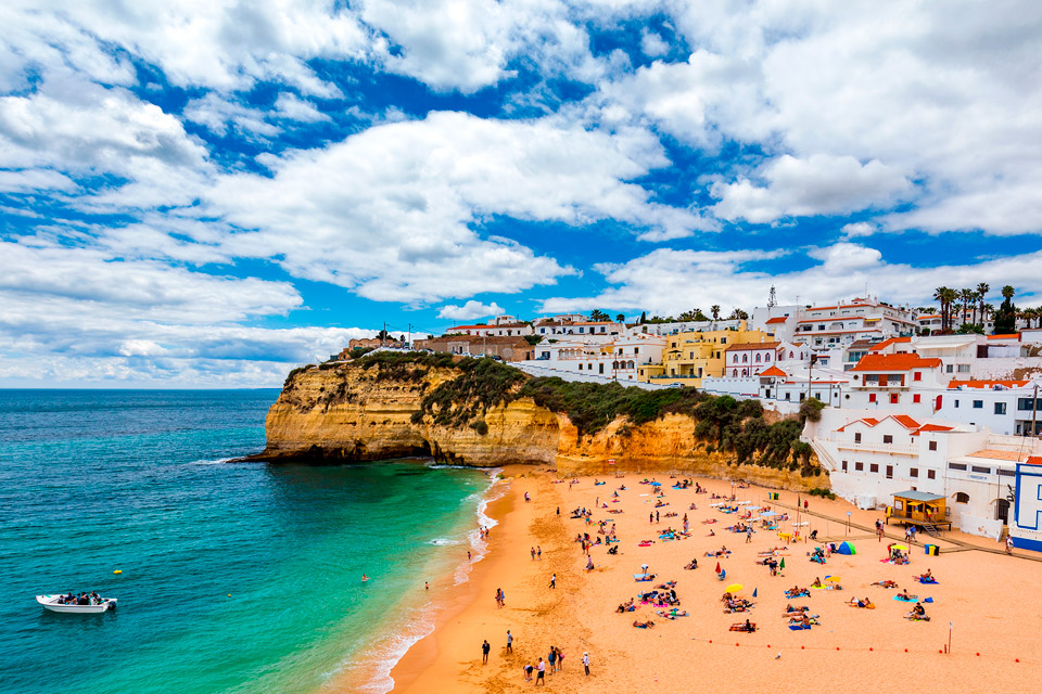 Beautiful Beach in Carvoeiro, Portugal known as a Fishing Village.