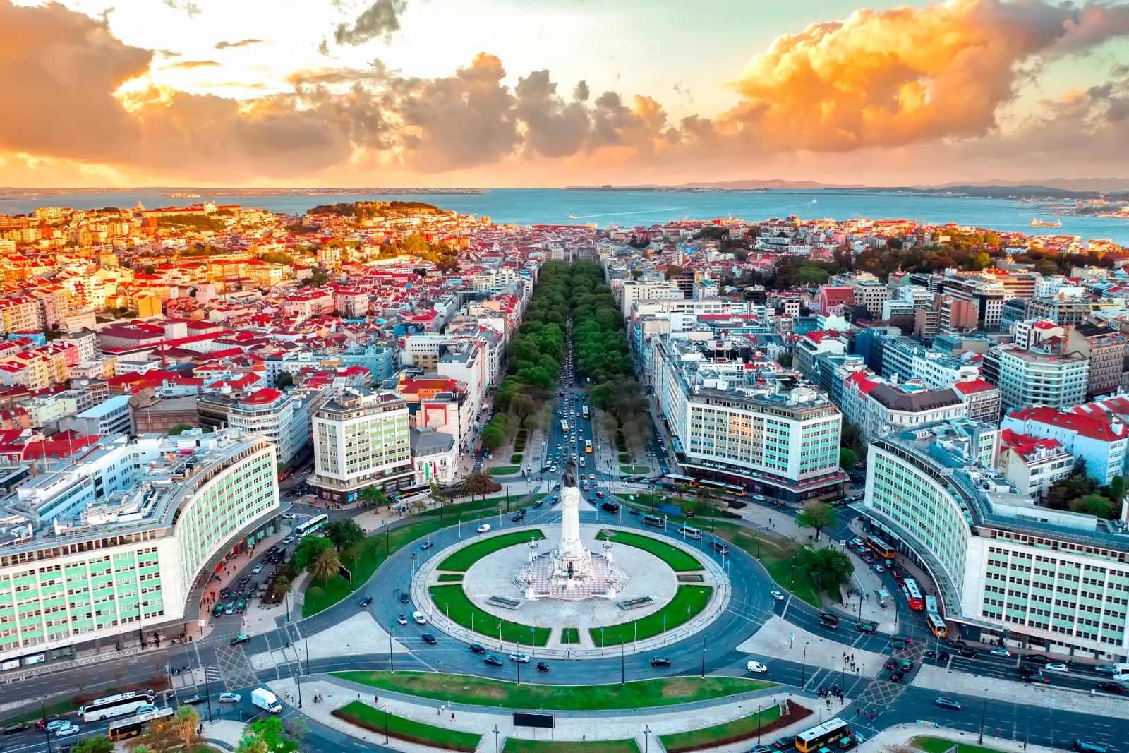 View on Avenida da Liberdade - the street with most exclusive properties in Lisbon.