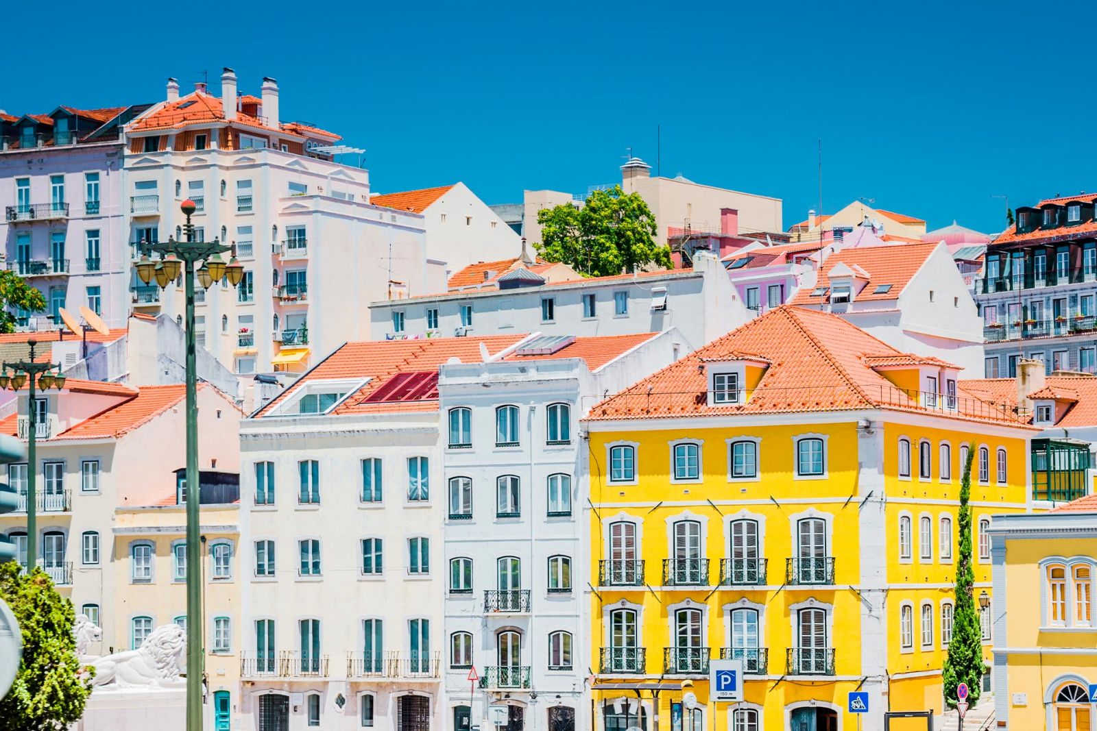 Landscape of Lisbon buildings; properties that foreigners invest in.