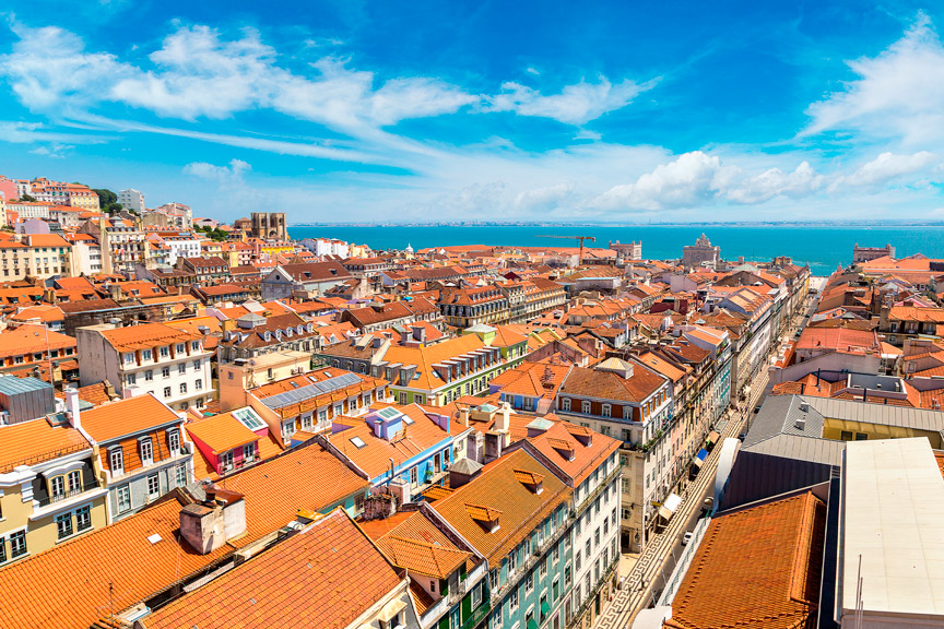 Aerial view of Lisbon (Portugal) - one of the best cities for property investment in Europe.