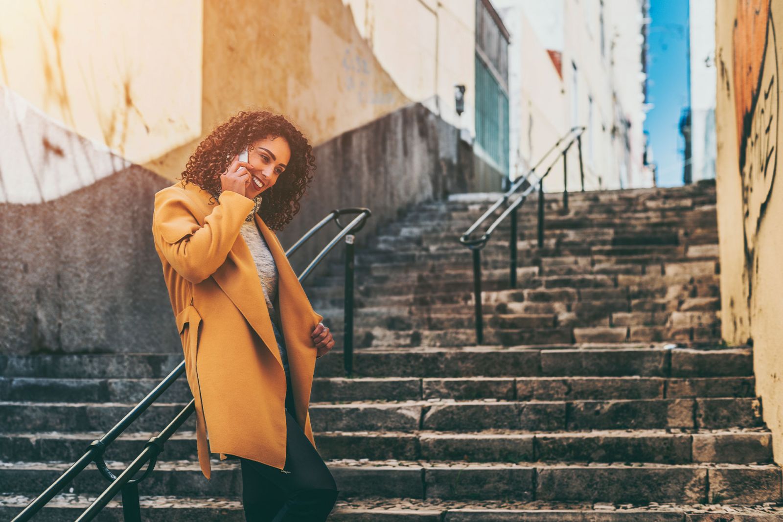 Girl on Phone in Lisbon Portugal