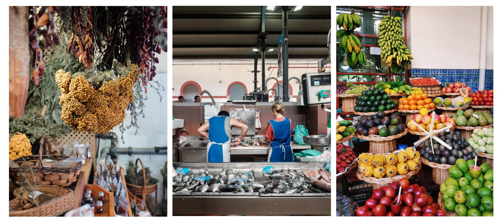 Food, fish and herbal markets in Portugal.