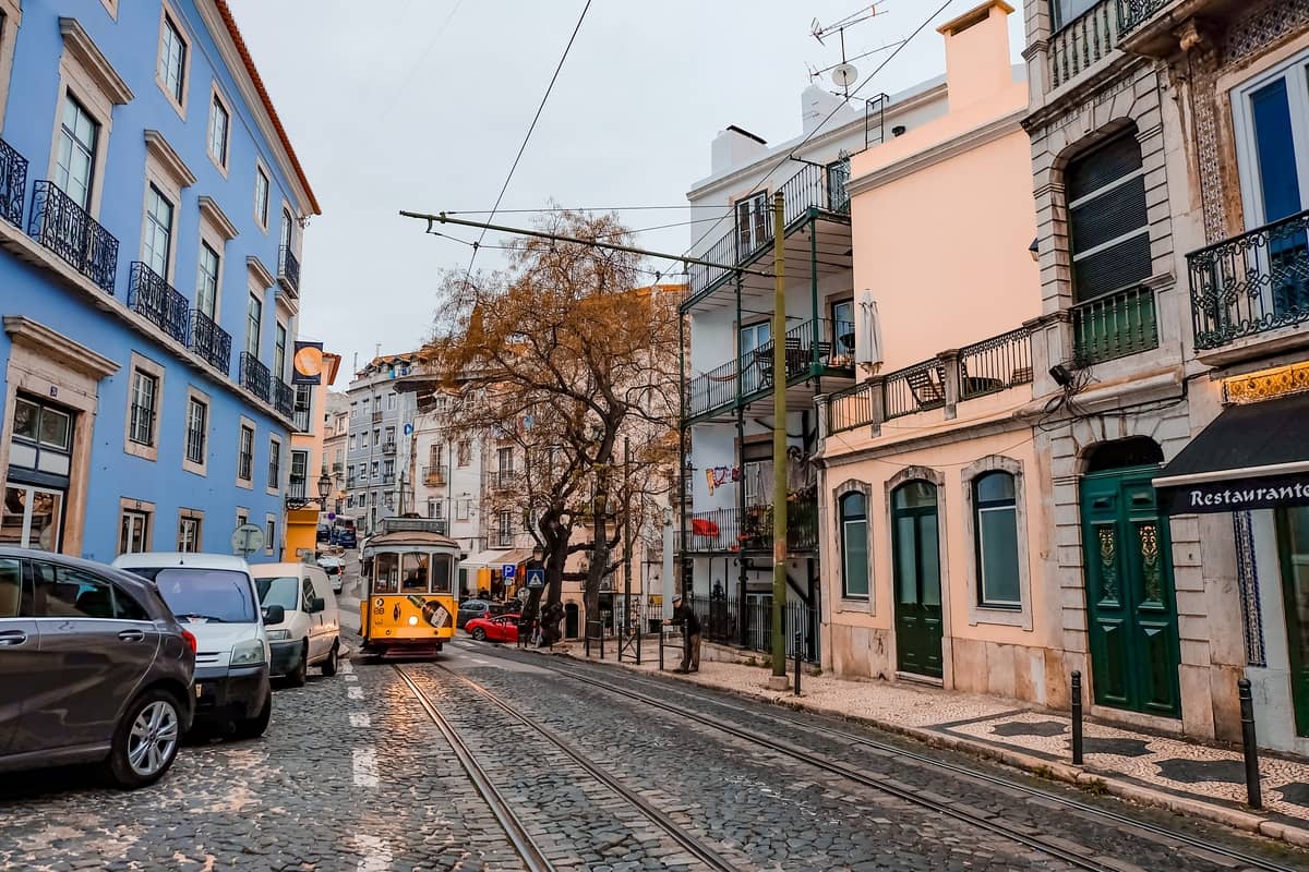Lisbon street and a tram.