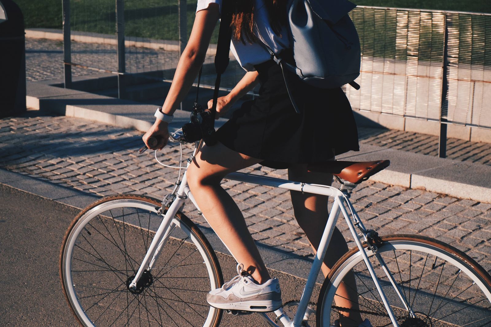 Lady on a bike.