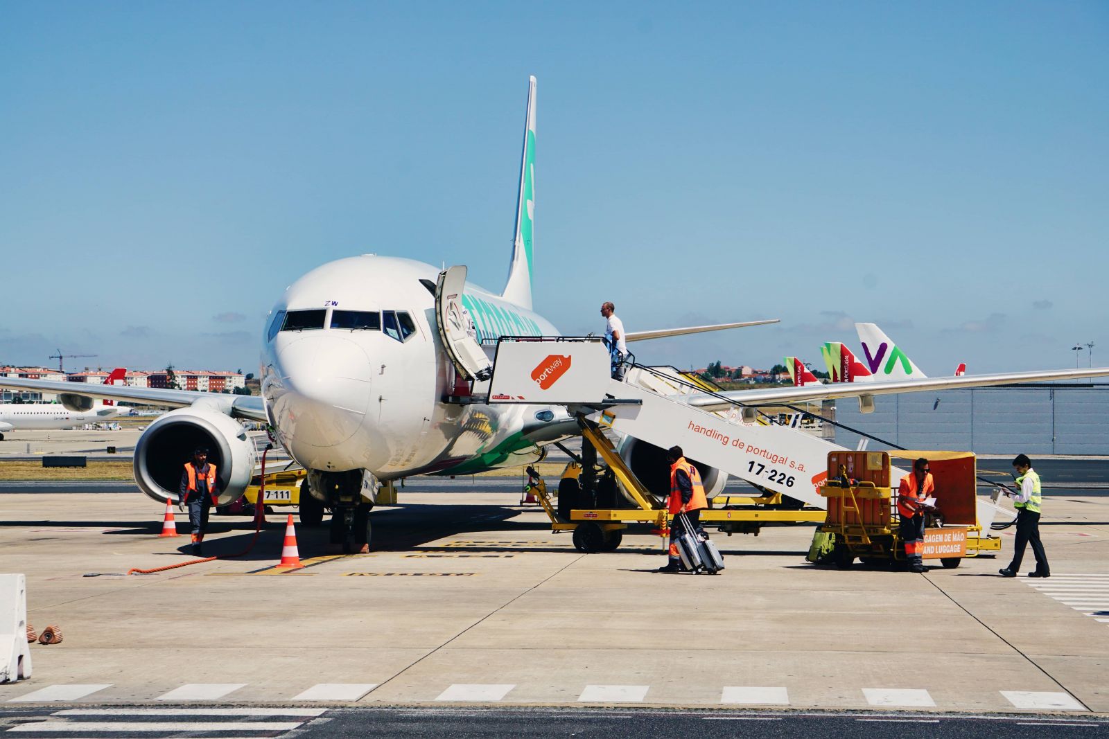 Plane at an airport in Portugal.