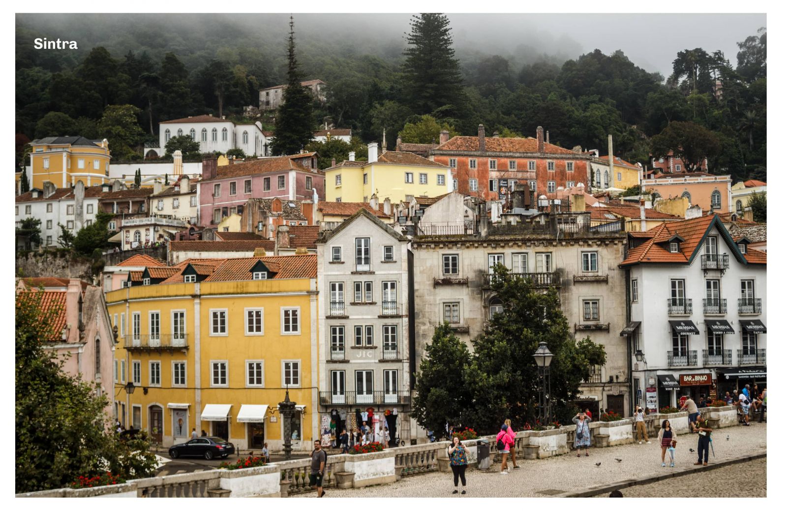 View on cloudy and misty Sintra.