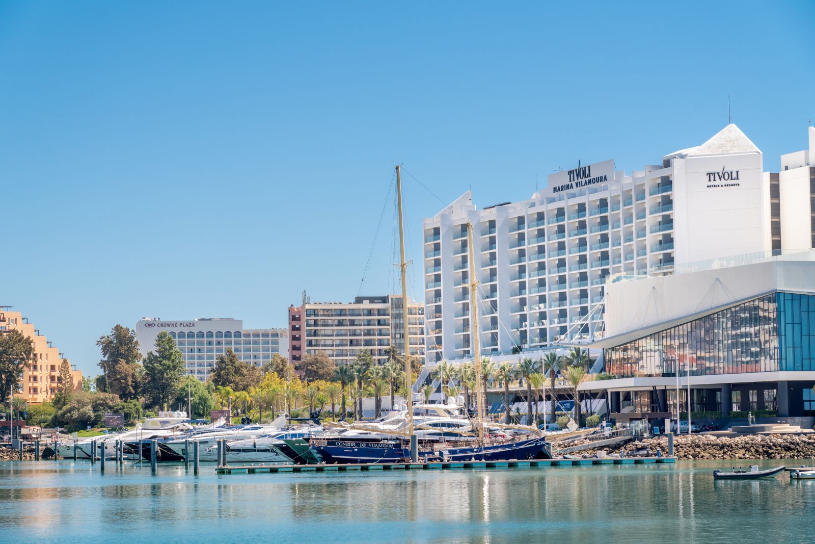 Yacht docked at Vilamoura Marina, Algarve, Portugal