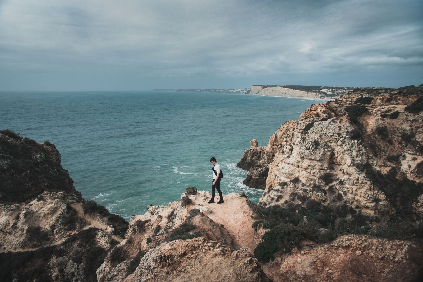 View of the coast in Faro, Portugal.