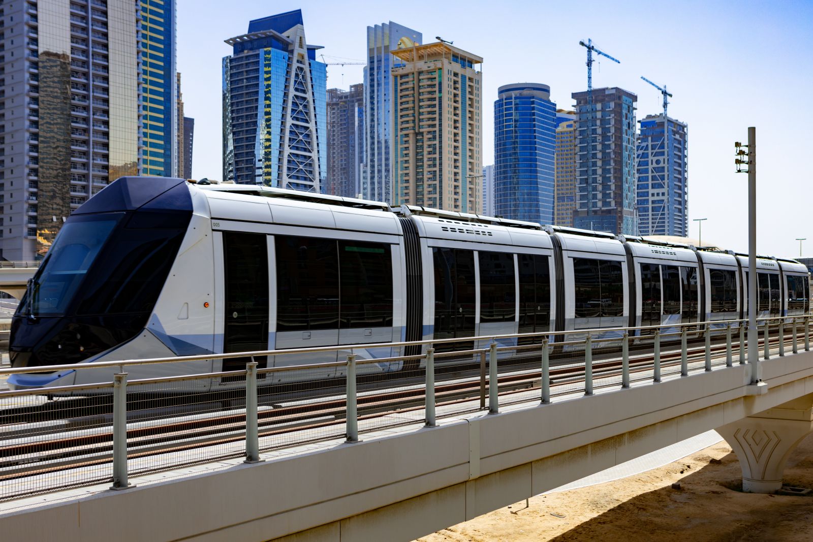 Fast metro train in Dubai.