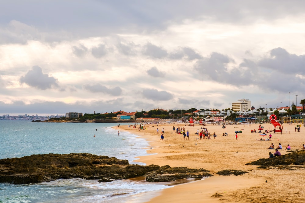 Carcavelos beach on a cloudy beach