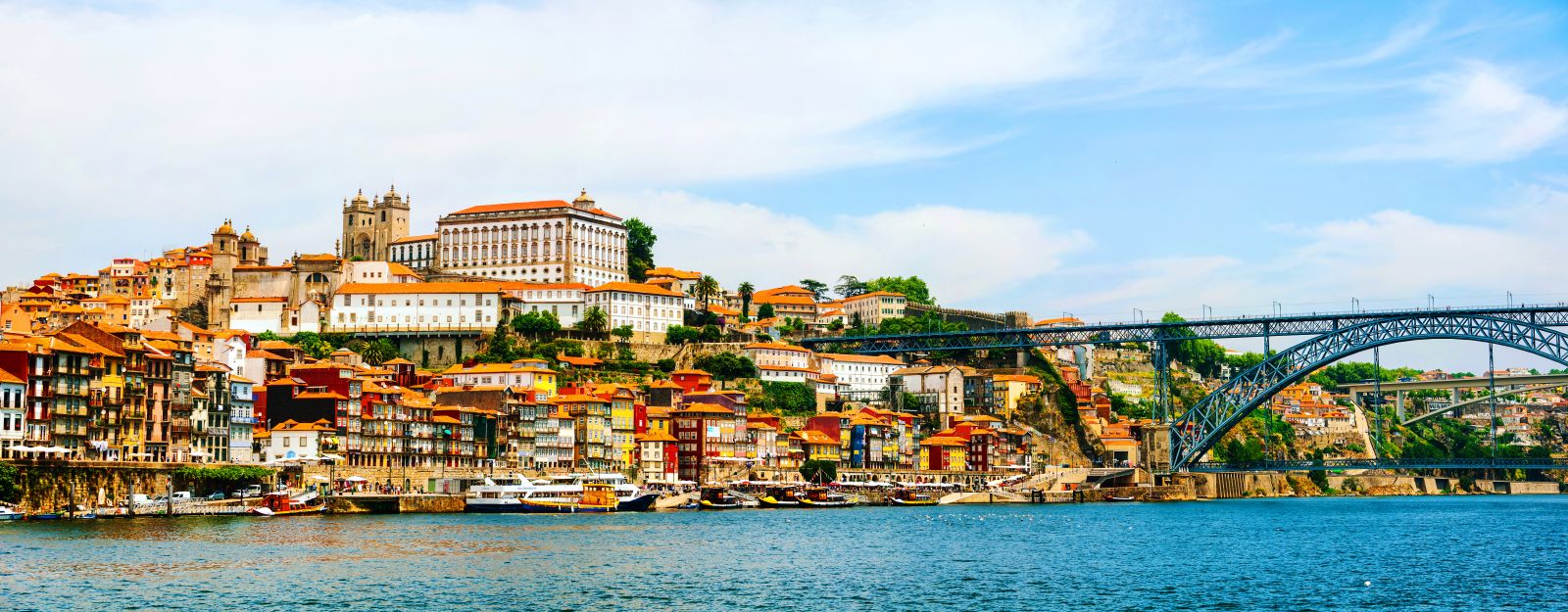 The view of the city of Porto, with  Dom Luís I Bridge